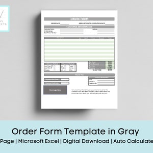 Order Form Template, order form excel, Order form spreadsheet, purchase order template, Editable Order Form, small business order form