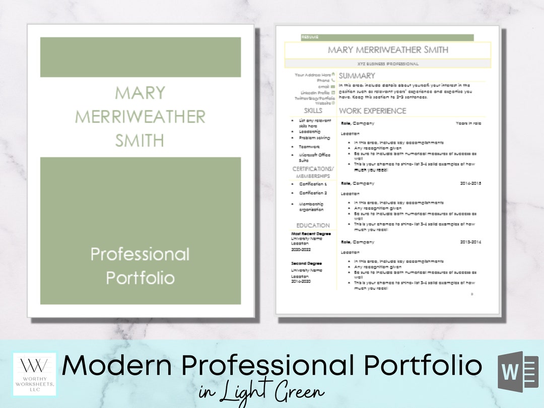 Professional Portfolio Template, Career Portfolio Template, Resume ...