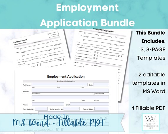 Employment Application Job Application Template Human - Etsy