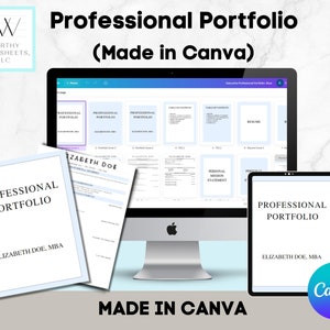 Professional Portfolio Template, Career Portfolio, Job Portfolio,  Canva, Resume Template, Job Interview Tool, Portfolio Document