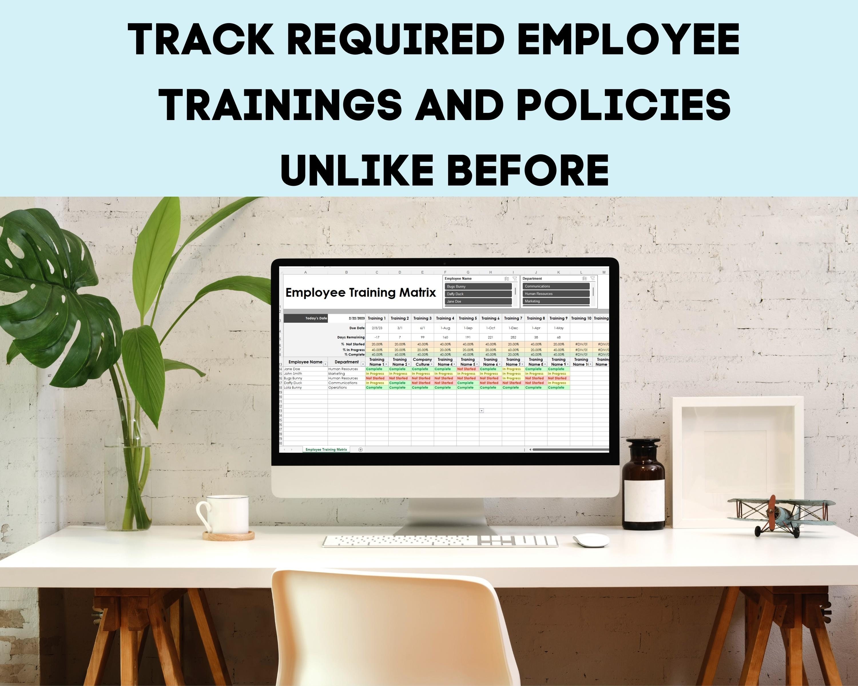 Training Tracker, Employee Training, Excel Template, Training Matrix ...