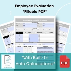 Employee Performance Review, Employee review, performance review, career planner, manager evaluation, small business, HR Template, Yearly Re