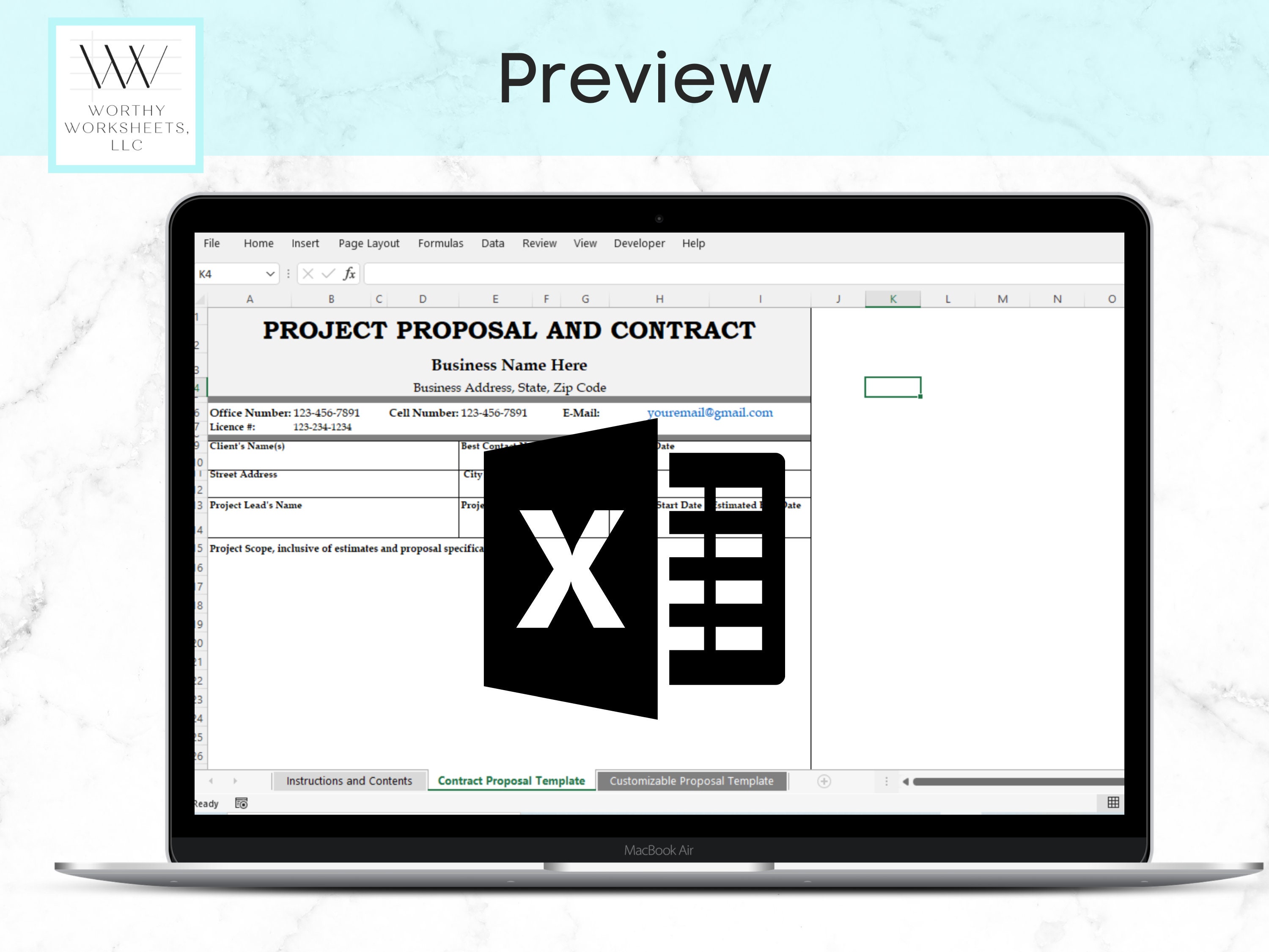 Proposal Spreadsheet Project Proposal, Contract Template, Client Proposal, Project Scope ...