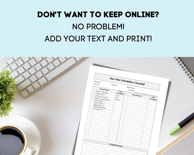 New Hire Checklist, Employee Onboarding, HR Forms, Small Business HR