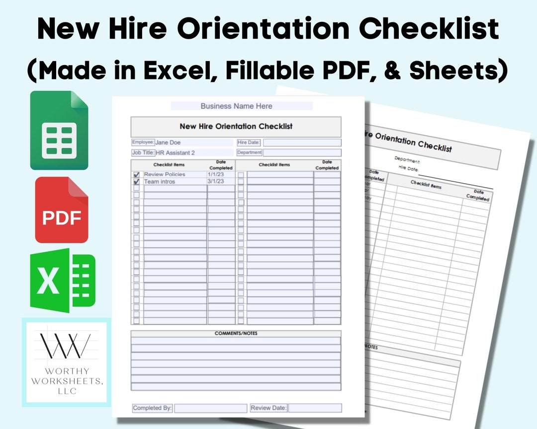 New Hire Checklist, Employee Onboarding, HR Forms, Small Business HR Form, Human Resources