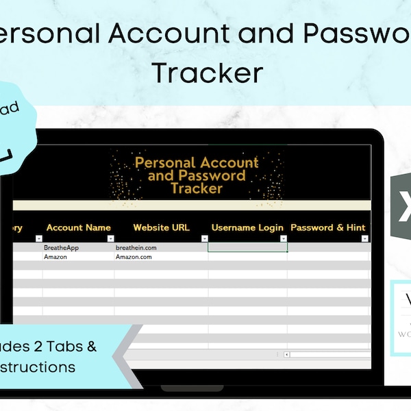 Password Tracker, Password Keeper, Password Log, Organizer, Home Office Tool, Gift for College Student, Account Login, Account Manager