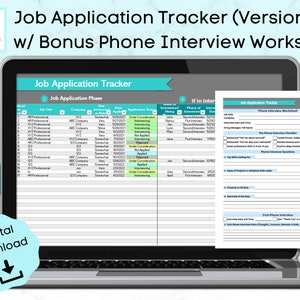 Job Application tracker, job search, Job search spreadsheet, job search planner, Job search template, application tracker, interview tracker image 1