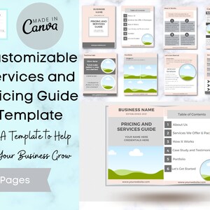 Business Pricing and Services Guide, Pink, Business proposal, business price list, Client Welcome Guide, small business template, canva