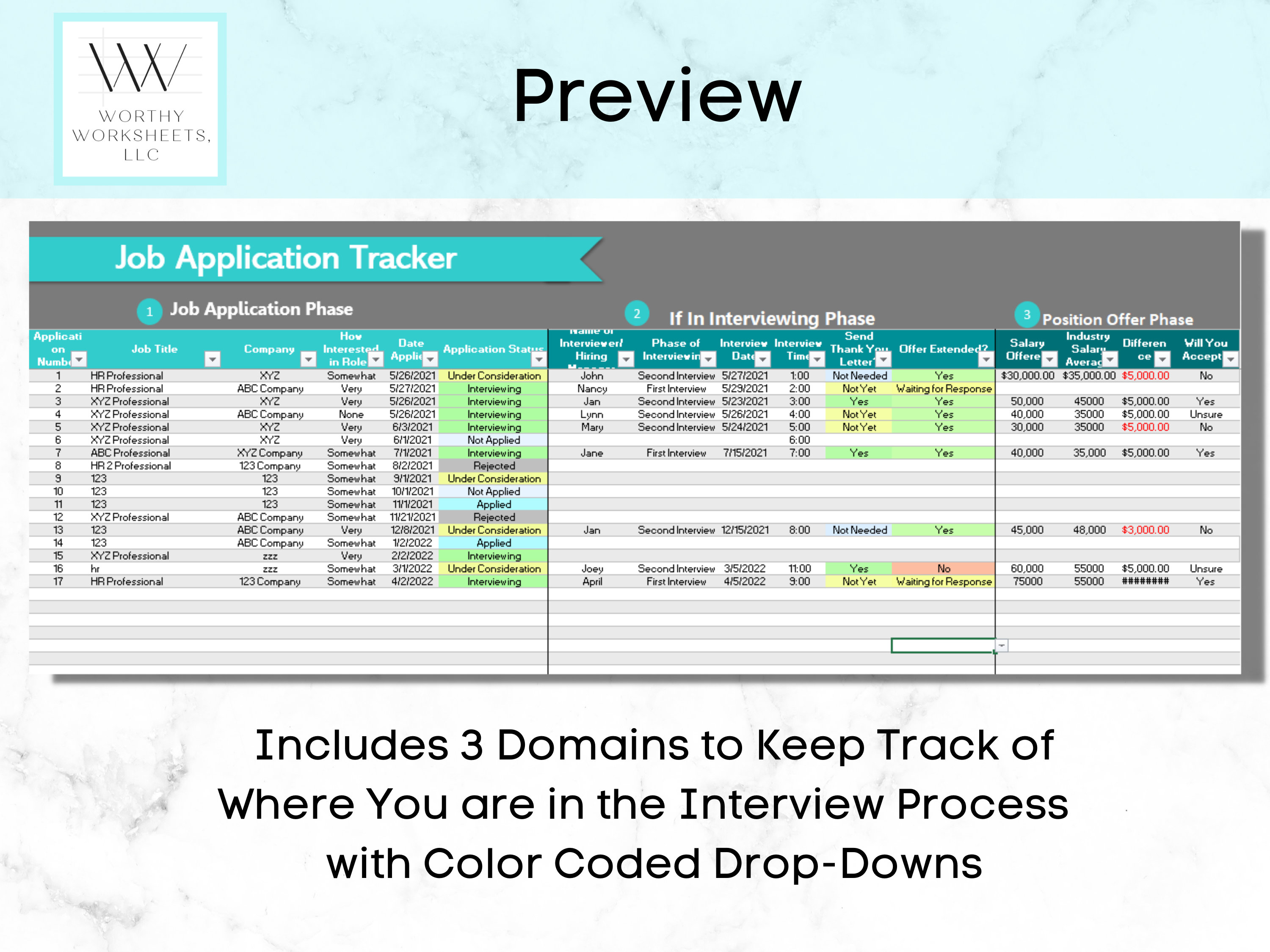 Job Application Tracker, Job Search, Job Search Spreadsheet, Job Search