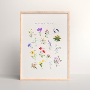 British Flora Print | DIGITAL DOWNLOAD | Flowers of the UK Poster | Floral Nature Wall Art