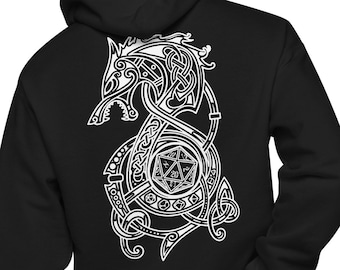Drakhöga, draktröja, draktröja, drakhöga, drakhöga, drakar, drakarmerchandise, vit på svart draktärningsluva