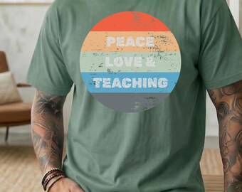 Teacher Shirt, Mens Stripe Vintage Retro Mens Tshirt for Educators