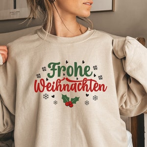 German Merry Christmas Sweatshirt, Frohe Weihnachten Shirt, Christmas Gift, Travel Gift, Gift for Her, Gift for Him, Christmas Sweater