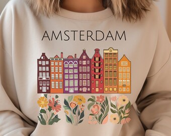 Amsterdam Shirt, Netherlands Crewneck Sweatshirt, Travel Gift for Her, Europe Souvenir Keepsake