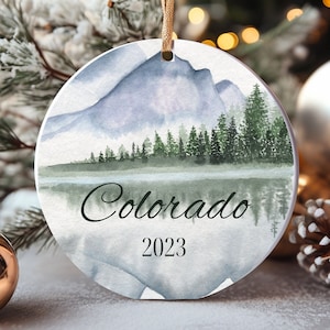 Colorado Ornament, niedliche Aquarell Berg Weihnachtsbaum Ornament, Colorado Geschenke, Custom Jahr