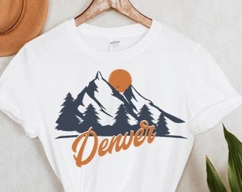 Denver Shirt, Denver Tshirt, Denver T-shirt, Colorado Souvenir, Retro T-shirt, Mountain Sunset Design, Colorado Gift, Denver Colorado Gift