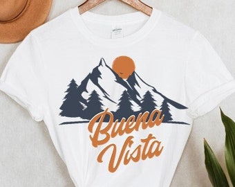 Buena Vista shirt, Buena Vista tshirt, Buena Vista T-shirt, Colorado souvenir, retro T-shirt, berg zonsondergang ontwerp, Colorado cadeau, weekend