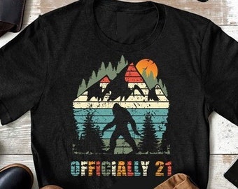 21st Birthday Shirt, 21st Birthday Gift for Him, Birthday Party, Funny Yeti Bigfoot Sasquatch 21 Year Old TShirt, 21 İn 23 T-Shirt