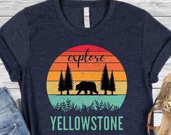 Yellowstone National Park Shirt, Yellowstone Tshirt, Vintage Yellowstone Shirt, Yellowstone Gifts, Retro Yellowstone Shirt, Camping Shirt