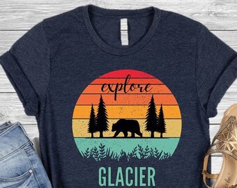 Chemise Parc national des Glaciers, T-shirt Glacier National Park, T-shirt Glacier National Park, Chemise rétro Glacier, Chemise Montana, Cadeau parc national, Cadeau pour elle