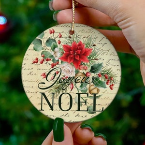 Joyeux Noel Ornament, French Merry Christmas Ceramic Ornament, Happy Christmas Cest Noel, Biblical Christmas Ornament Cajun