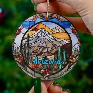 Arizona Ornament, Travel Gift, Faux Stained Glass Keepsake Souvenir