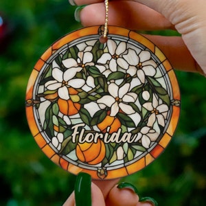 Ornamento da Flórida, enfeite de árvore de Natal, enfeite de feriado de laranjeira, presente de lembrança de lembrança de férias, enfeite de cerâmica