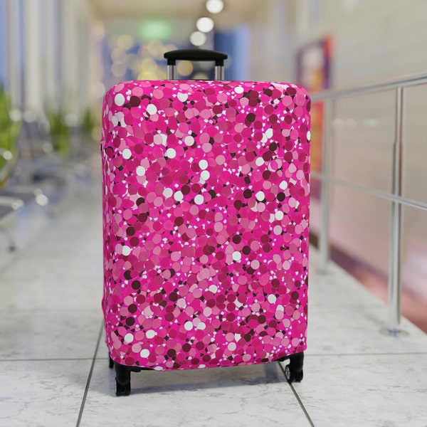 Bright Pink Luggage Cover, Custom Modern Hot Pink 'Faux' Glitter Travel Gift, Vacation Gifts, Unique Colorful Suitcase Protector