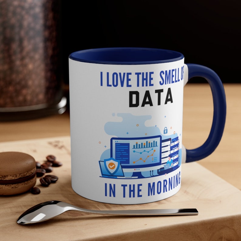 Data Scientist Mug, Data Analyst Mug, Funny Data Science Gift, Christmas Birthday Gift, Blue Handle and Inside image 2