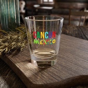 Cancun borrelglas, Mexico-reiscadeau, souvenir aandenken Tequlia-drinkglas van 1,5 oz formaat