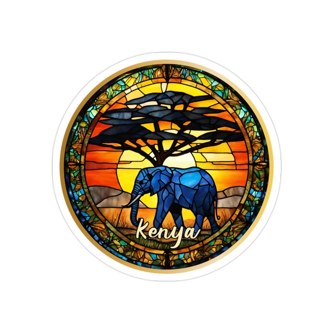 Kenya Sticker, Elephant Souvenir Vinyl Outdoor Sticker, Travel Gift ...