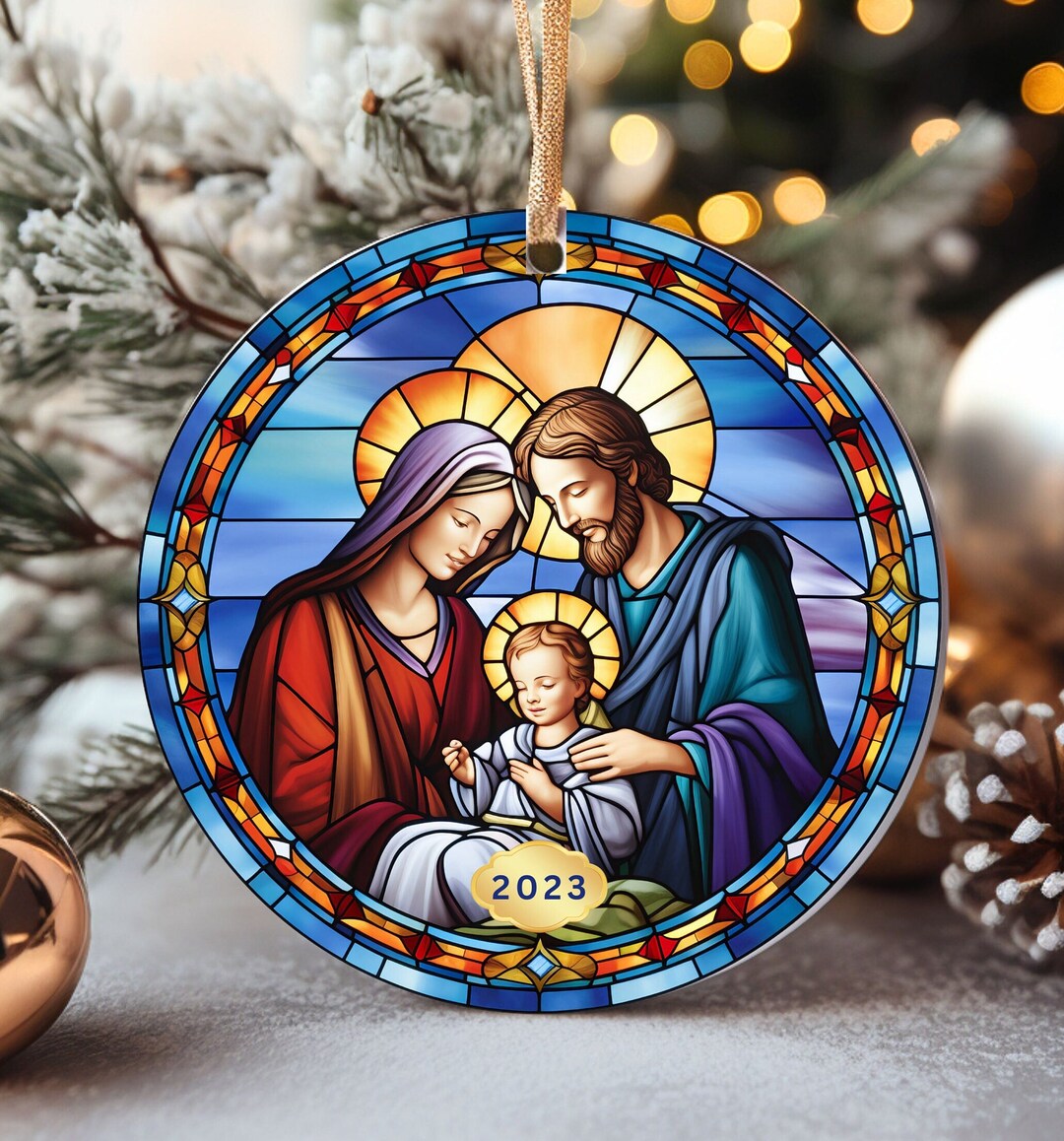 Biblical Christmas Ornament 2023, Holy Family Ornament, Manger Ornament