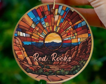 Red Rocks Ornament, Christmas Tree Ornament, Holiday Ornament, Colorado Vacation Keepsake Souvenir Gift, Ceramic Ornament