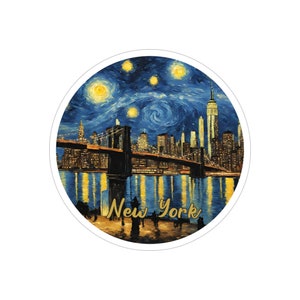 Sticker New York, reiscadeau, sticker Sterrennacht vakantie, vinyl buitensticker, reiscadeau auto-accessoires
