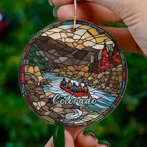 Colorado Ornament, Christmas Tree Ornament, Holiday Ornament, River Rafting Vacation Keepsake Souvenir Gift, Ceramic Ornament