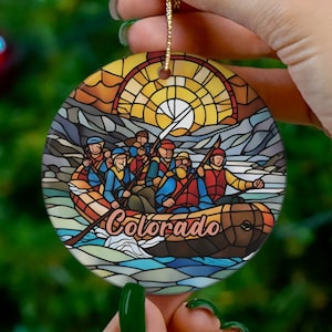 Colorado Ornament, Christmas Tree Ornament, Holiday Ornament, River Rafting Vacation Keepsake Souvenir Gift, Ceramic Ornament
