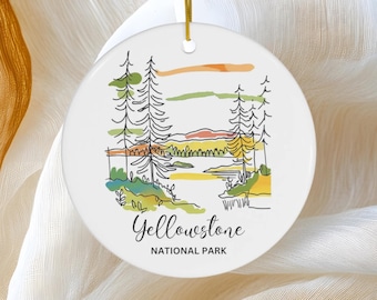 Yellowstone Ornament, Christmas Tree Ornament, Holiday Ornament, Family Vacation Keepsake Souvenir, Ceramic Ornament