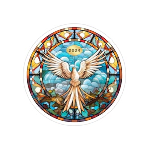 Religiöser Aufkleber, Heiliger Geist Taube 2024 Aufkleber, Schöne Faux Buntglas Aufkleber