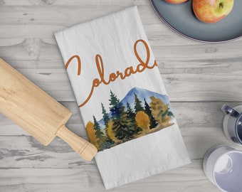 Colorado Tea Towel, Kitchen Gifts for Cooks, Travel Gift, Floral Home Decor Decoration, Trip Souvenir