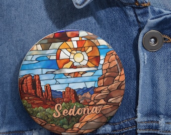 Sedona Pin, Custom Pin Buttons, Sedona Arizona Keepsake Souvenir Gift