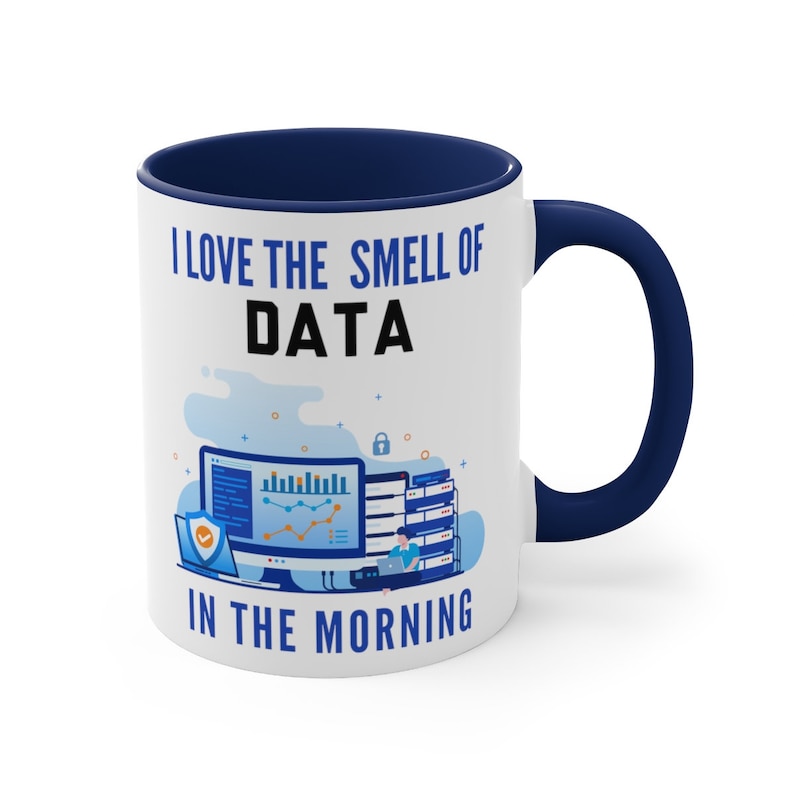 Data Scientist Mug, Data Analyst Mug, Funny Data Science Gift, Christmas Birthday Gift, Blue Handle and Inside image 4