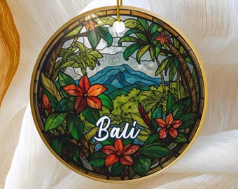 Bali Ornament, Christmas Tree Ornament, Holiday Vacation Keepsake Souvenir Gift, Ceramic Ornament