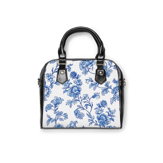 Chinoiserie Blue and White Floral Handbag, Classic Roses  display picture 3