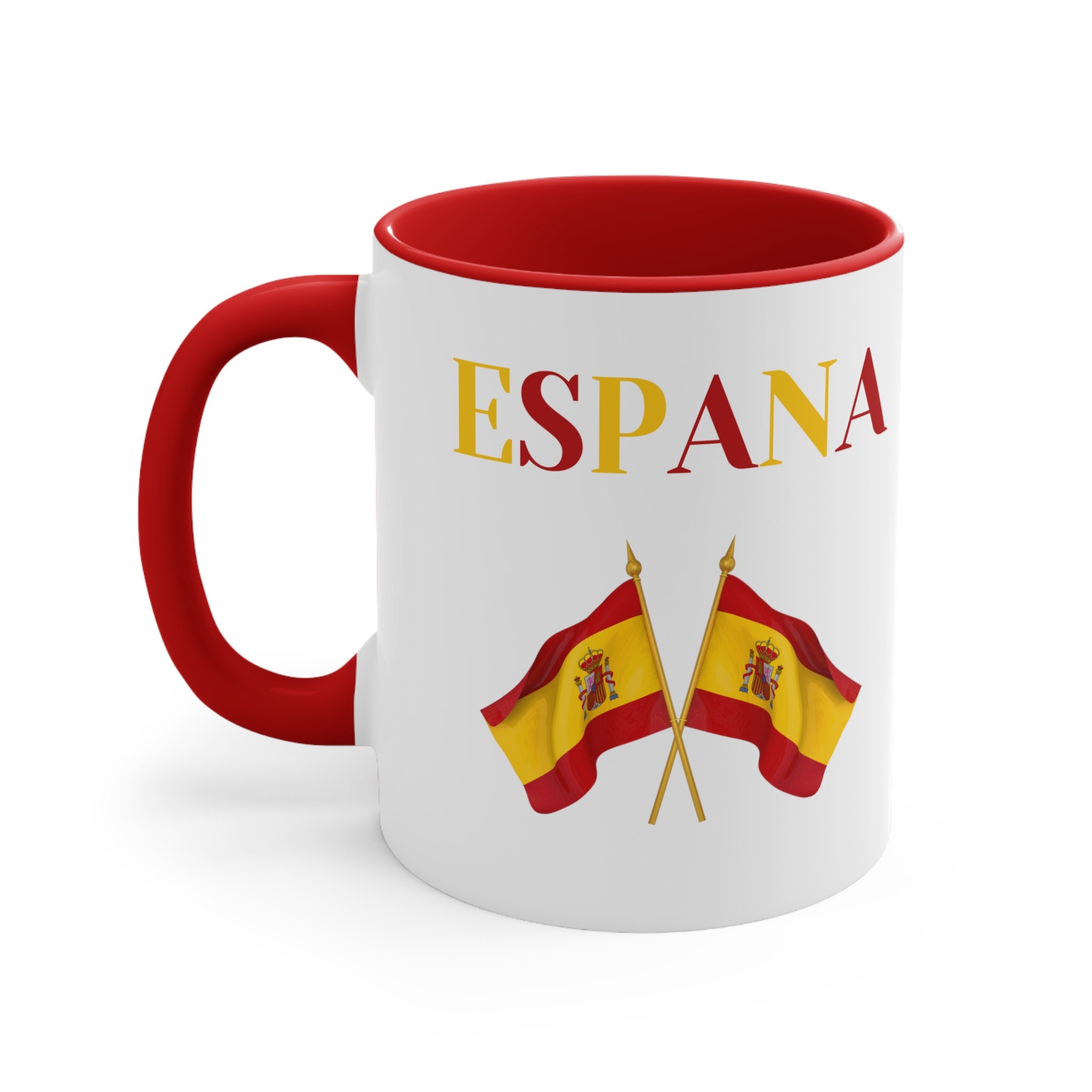 スペインマグ、スペインコーヒーカップ、かわいい2つのスペイン国旗 