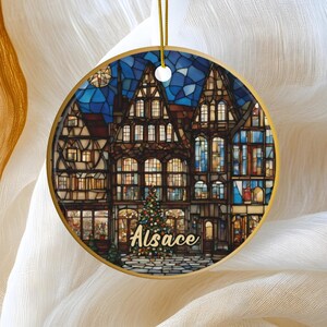 Alsace Ornament, Alsace Lorraine Travel GIft, Family Vacation Trip, Keepsake Heirloom Souvenir Ceramic