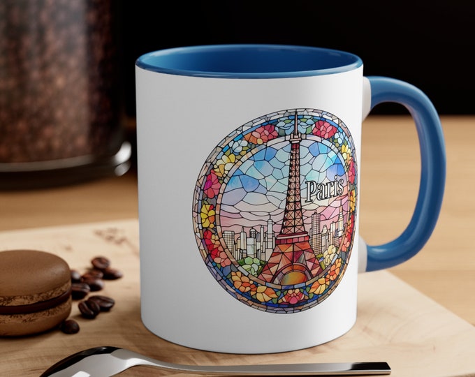 Paris Mug, Paris Gift, Paris Coffee Mug, France Travel Gift, Gift for Her, Faux Stained Glass Cup Souvenir Keepsake