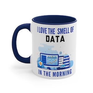 Data Scientist Mug, Data Analyst Mug, Funny Data Science Gift, Christmas Birthday Gift, Blue Handle and Inside