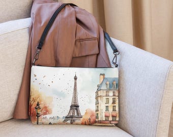 Paris Purse, Travel Gift, Paris France Souvenir Crossbody Bag, Scenic Eiffel Tower