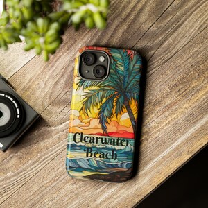 Clearwater Beach Phone Case, Tough Cases for iPhone and Samsung, Faux Stained Glass Travel Gift, Florida Vacation Souvenirs Keepsake,Samsung