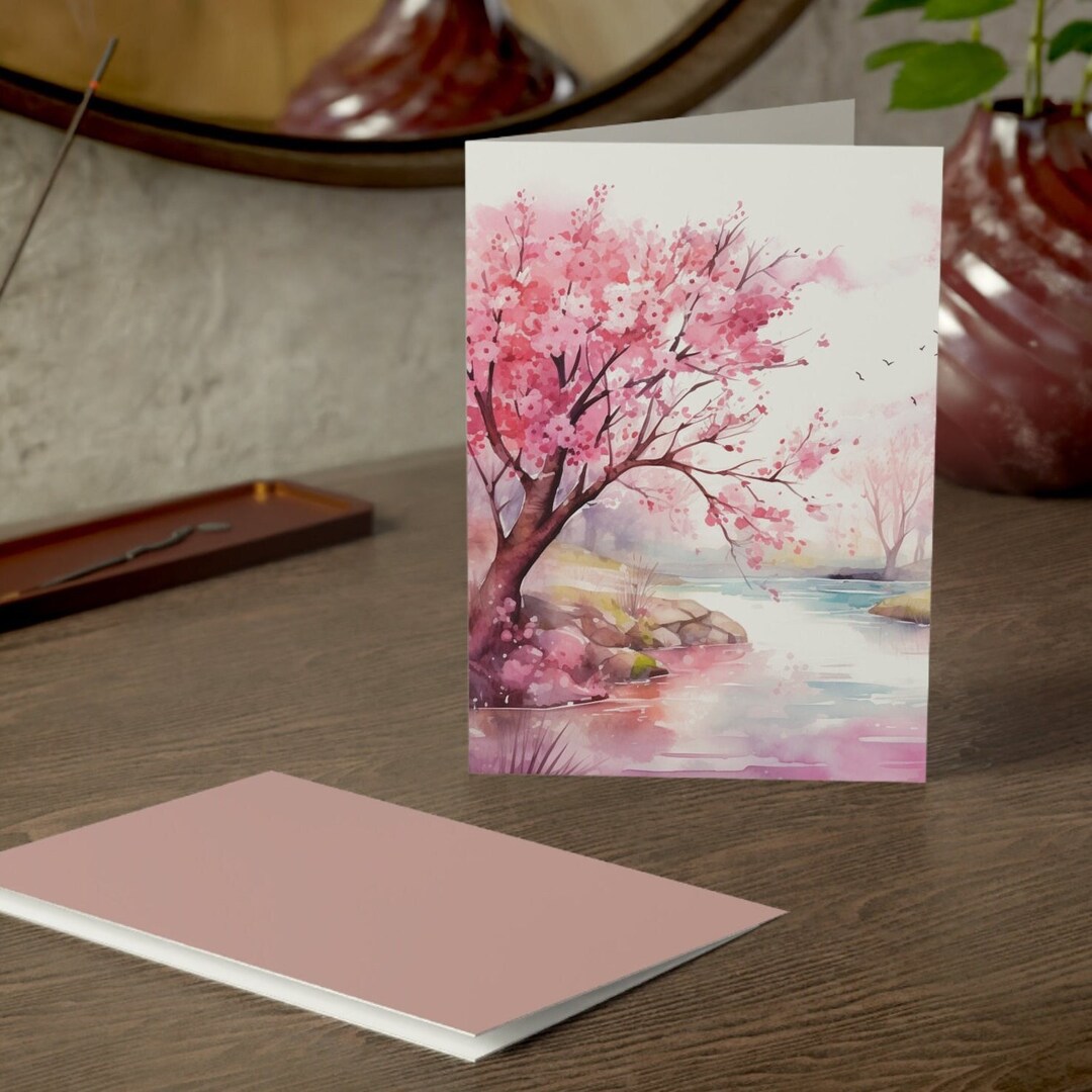 Cherry Blossom Greeting Cards, Greeting Card Set 1, 10, 30, and 50 Pcs ...